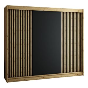 Pojemna szafa LAMELO 250 w kolorze dąb artisan z lamelami na frontach, polskie meble w Holandii