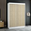 Ruime witte kledingkast in loftstijl met lamellen – perfect voor de slaapkamer, woonkamer of hal.