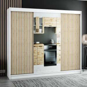 LAMELO II 250 witte kast met lamellen en spiegel. Deze kledingkast is extreem ruim en functioneel
