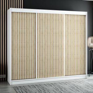 Witte LAMELO I 250 kleerkast met biezen. Grote solide kledingkast voor de slaapkamer