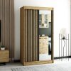 Szafa LAMELO II 120 dąb artisan. Na frontach zamontowane lustro oraz lamele. Szafa w stylu loft