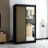 Szafa LAMELO II 120 w kolorze czarnym. Na frontach zamontowane jest lustro, oraz lamele w stylu loft