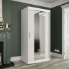 Kast MARMUR T1 100, witte kast en wit gemarmerd front met spiegel