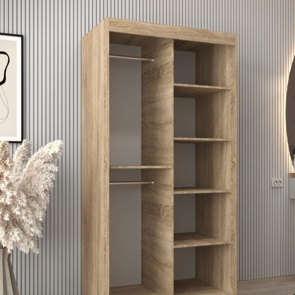 wnętrze szafy 100 cm, bez szuflad w kolorze dab sonoma