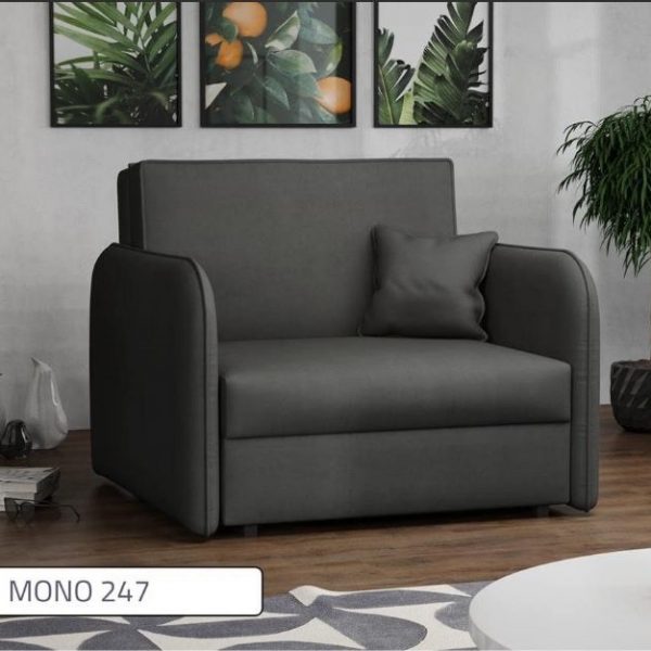 Fotel Lisa I Loft z funkcją spania i skrzynią na pościel w kolorze grafitowy,
