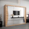 Szafa MONACO 250 cm, korpus w kolorze dąb artisan fronty dąb artisan z lustrem