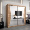 Szafa MONACO 200 cm, korpus w kolorze dąb artisan fronty dąb artisan z lustrem