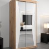 Szafa MONACO 100 cm, korpus w kolorze dąb artisan fronty białe z lustrem