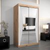 Szafa MONACO 120 cm, korpus w kolorze dąb artisan fronty białe z lustrem