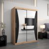 Szafa MONACO 150 cm, korpus w kolorze dąb artisan fronty czarne z lustrem