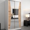 Szafa MONACO 100 cm, korpus w kolorze białym fronty dąb artisan z lustrem