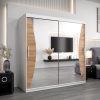 Szafa MONACO 200 cm, korpus w kolorze białym fronty dąb artisan z lustrem