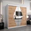 Szafa BOLIWIA 200 cm, korpus biały front dąb artisan z lustrem