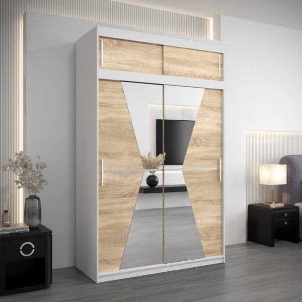 Bovenkast MAROKO 150 Wit mat + eiken sonoma