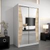 Szafa MONACO 120 cm, korpus w kolorze białym fronty dąb sonoma z lustrem