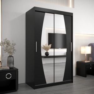 Szafa ELIPSO 120 cm, korpus w kolorze czarnym fronty czarne z lustrem