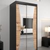 Szafa MONACO 100 cm, korpus w kolorze czarnym fronty dąb artisan z lustrem
