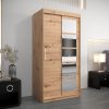 Szafa RENO 1 100. Korpus w kolorze dąb artisan, fronty dąb artisan z lustrem