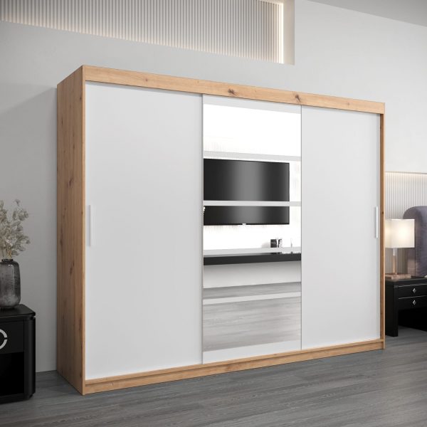 Szafa RENO 1 250, korpus w kolorze dąb artisan, fronty białe