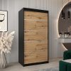 Szafa VITTORIA 1 100, korpus w kolorze czarnym, fronty dąb artisan ze srebną listwą