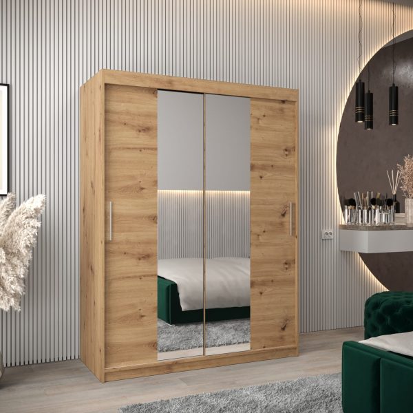 Szafa TOKIO 1 150, korpus w kolorze dąb artisan, fronty dąb artisan z lustrem