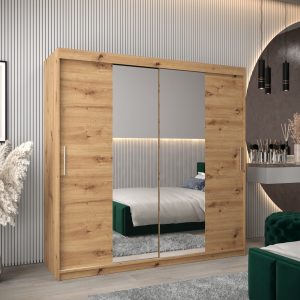 Szafa TOKIO 1 200, korpus w kolorze dąb artisan, fronty dąb artisan z lustrem