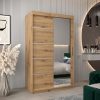 Szafa VITTORIA 2 120, korpus w kolorze dąb artisan, fronty dąb artisan ze srebną listwą i lustrem
