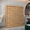 Szafa PURMER 180, korpus w kolorze dąb artisan, fronty dąb artisan ze srebną listwą