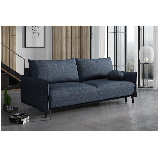 rozkładana sofa Demi granatowa z pojemnikiem na pościel