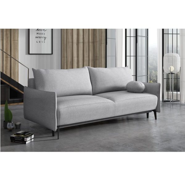 rozkładana sofa Demi szara z pojemnikiem na pościel