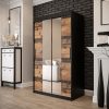 Szafa Lotte T 1 120, korpus czarny mat, fronty old style z lustrem