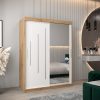 Szafa PURMER 2 150, korpus w kolorze dąb artisan, fronty białe ze srebną listwą i lustrem