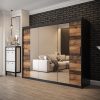 Szafa Lotte T 2 250, korpus czarny mat, fronty old style z lustrem