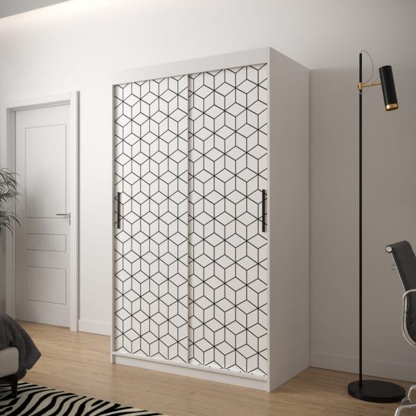 Szafa TONNY 1 120 korpus biały, fronty w kolorze plaster miodu biały