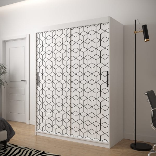 Szafa TONNY 1 150 korpus biały, fronty w kolorze plaster miodu biały