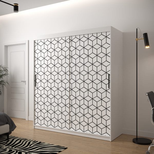 Szafa TONNY 1 180 korpus biały, fronty w kolorze plaster miodu biały