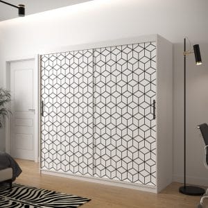 Szafa TONNY 1 200 korpus biały, fronty w kolorze plaster miodu biały