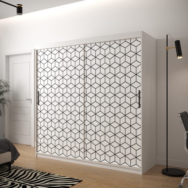 Szafa TONNY 1 200 korpus biały, fronty w kolorze plaster miodu biały