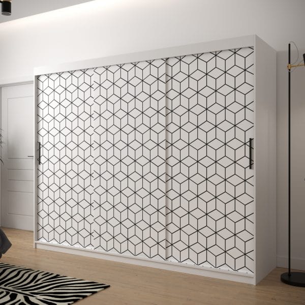Szafa TONNY 1 250 korpus biały, fronty w kolorze plaster miodu biały