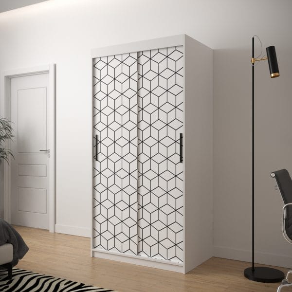 Szafa TONNY 1 100 korpus biały, fronty w kolorze plaster miodu biały