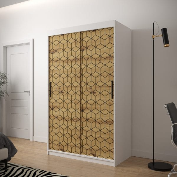 Szafa TONNY 1 120 korpus biały , fronty w kolorze plaster miodu dąb artisan