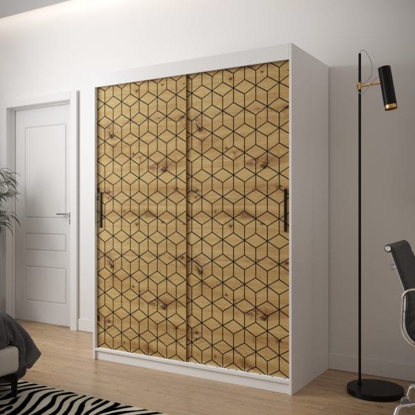 Szafa TONNY 1 150 korpus biały , fronty w kolorze plaster miodu dąb artisan