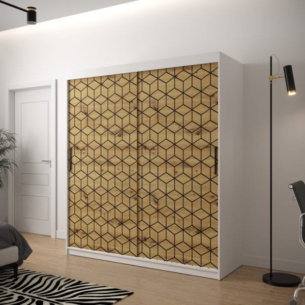 Szafa TONNY 1 180 korpus biały , fronty w kolorze plaster miodu dąb artisan