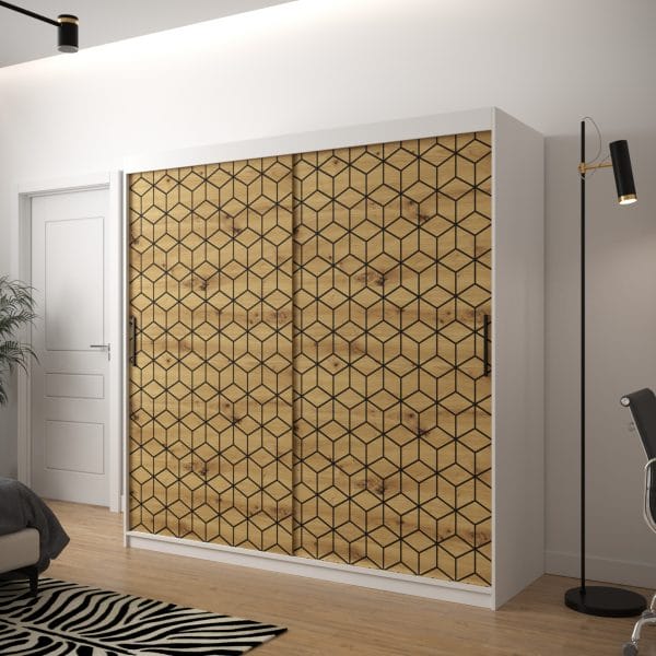 Szafa TONNY 1 200 korpus biały , fronty w kolorze plaster miodu dąb artisan