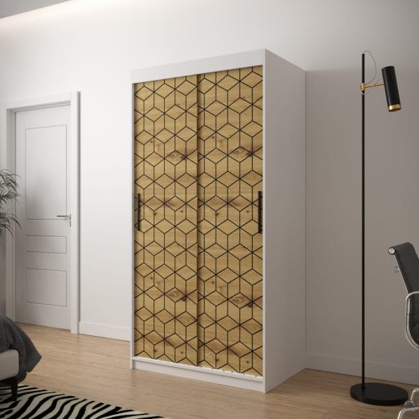 Szafa TONNY 1 100 korpus biały , fronty w kolorze plaster miodu dąb artisan