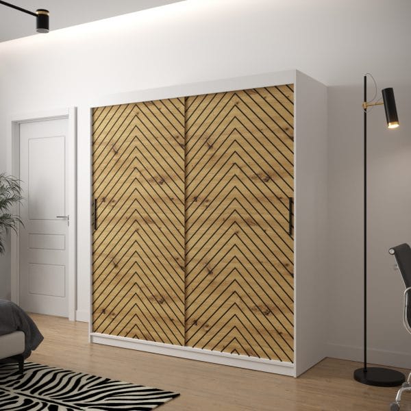 Szafa LIA 1 180 korpus biały, fronty jodełka dąb artisan
