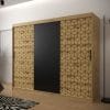 Szafa TONNY 250 korpus dąb artisan, fronty w kolorze czarny mat, plaster miodu dąb artisan