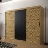 Szafa LIA 2500 korpus dąb artisan, fronty jodełka dąb artisan, mat czarny