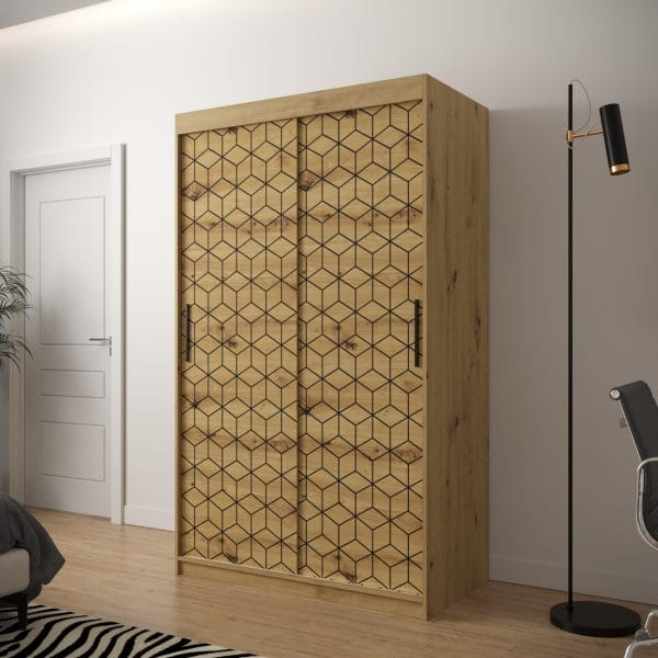 Szafa TONNY 1 120 korpus dąb artisan, fronty w kolorze plaster miodu dąb artisan