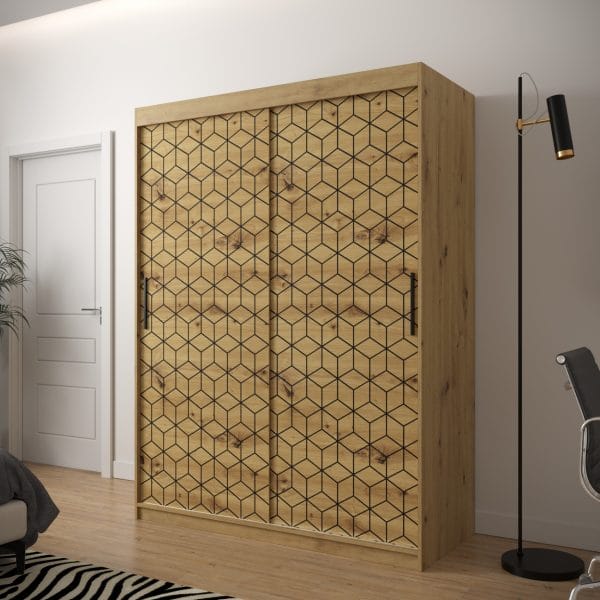 Szafa TONNY 1 150 korpus dąb artisan, fronty w kolorze plaster miodu dąb artisan
